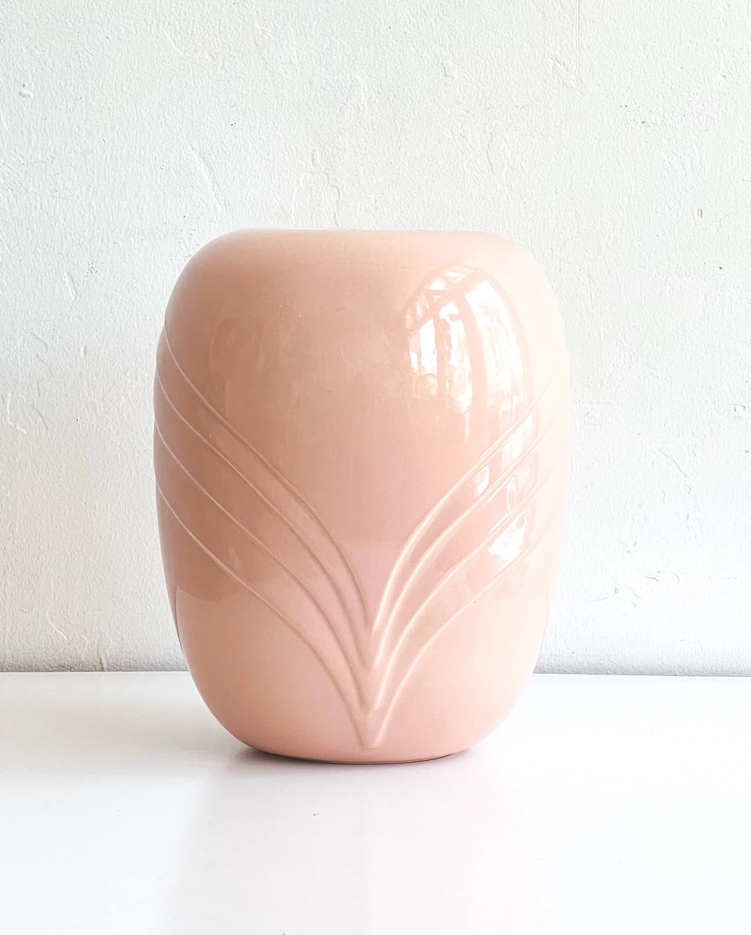 Tall Peach Pink Vase USA Pottery 158