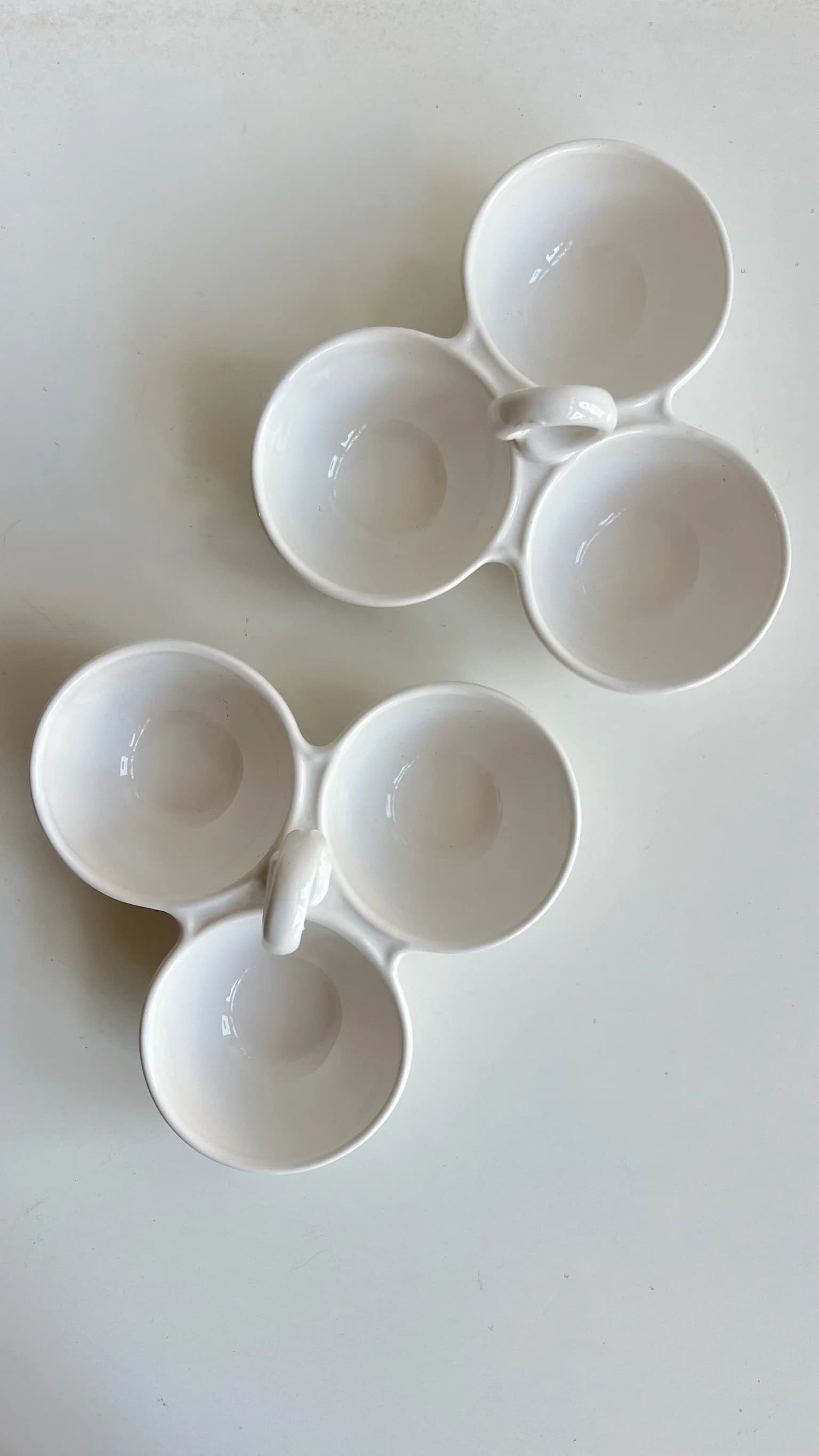 White Ceramic Snack Trio Dish Made in Portugal