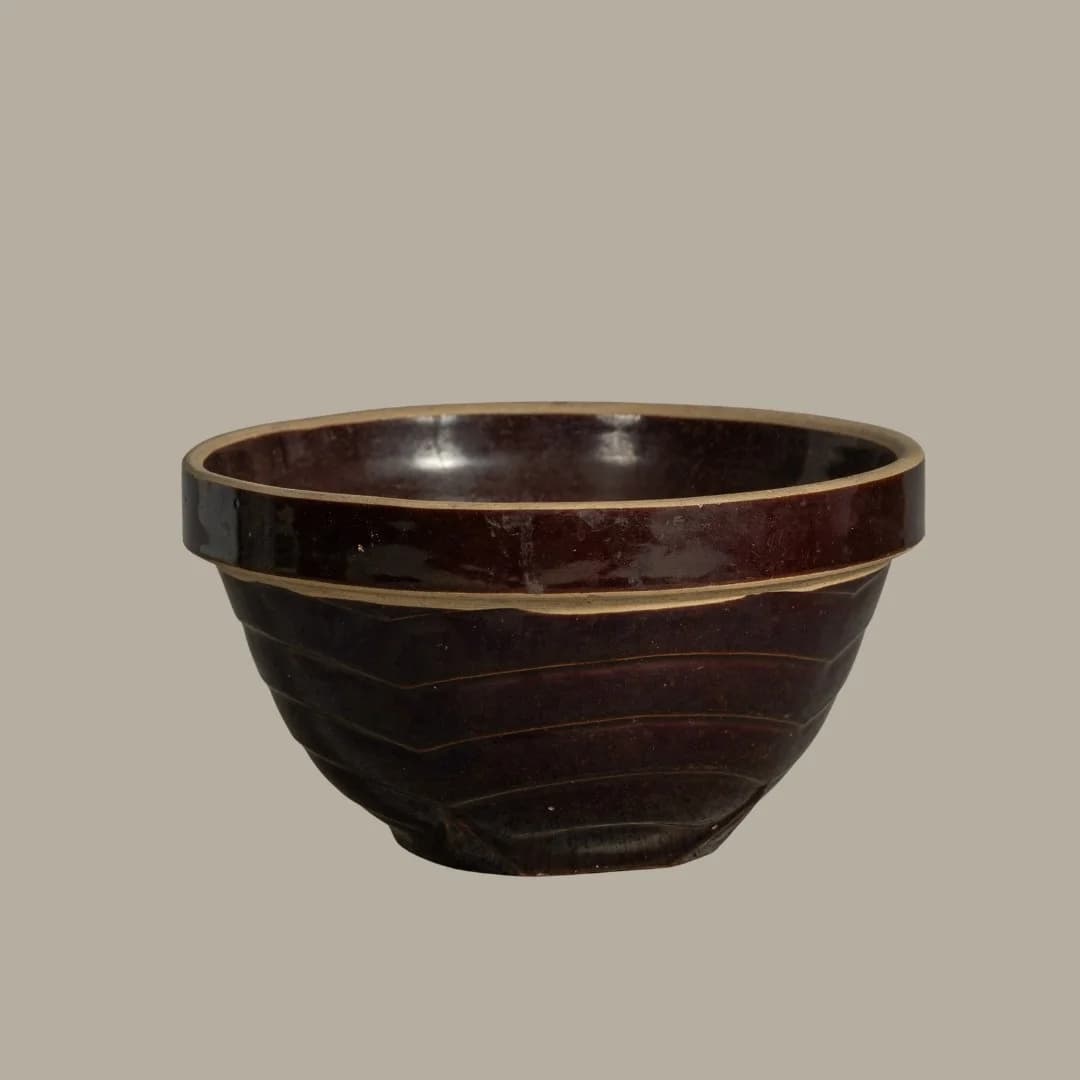 Antique Brown Crock Bowl #38