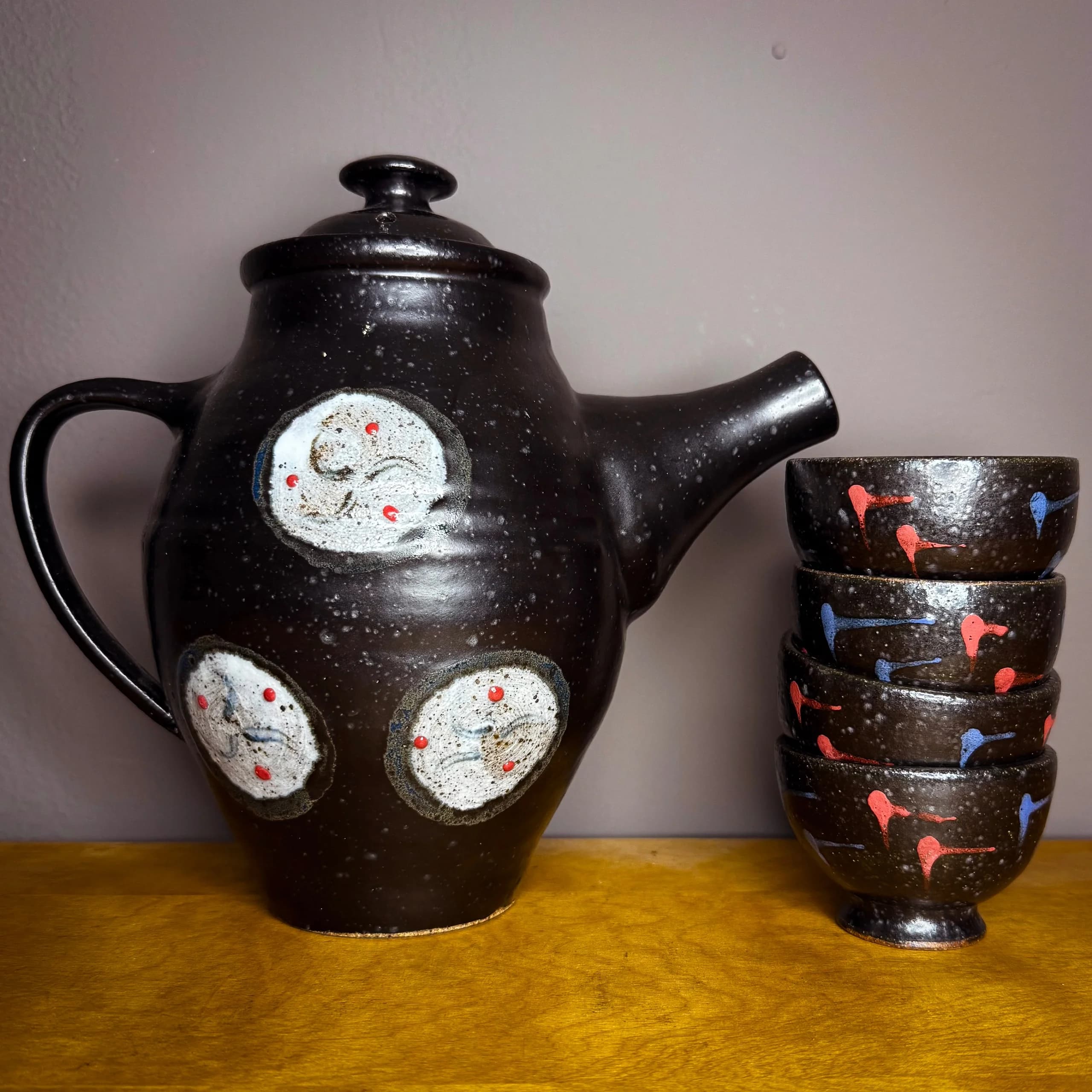 Charles Kelly Japanese Inspired Black Ceramic Tea Pot