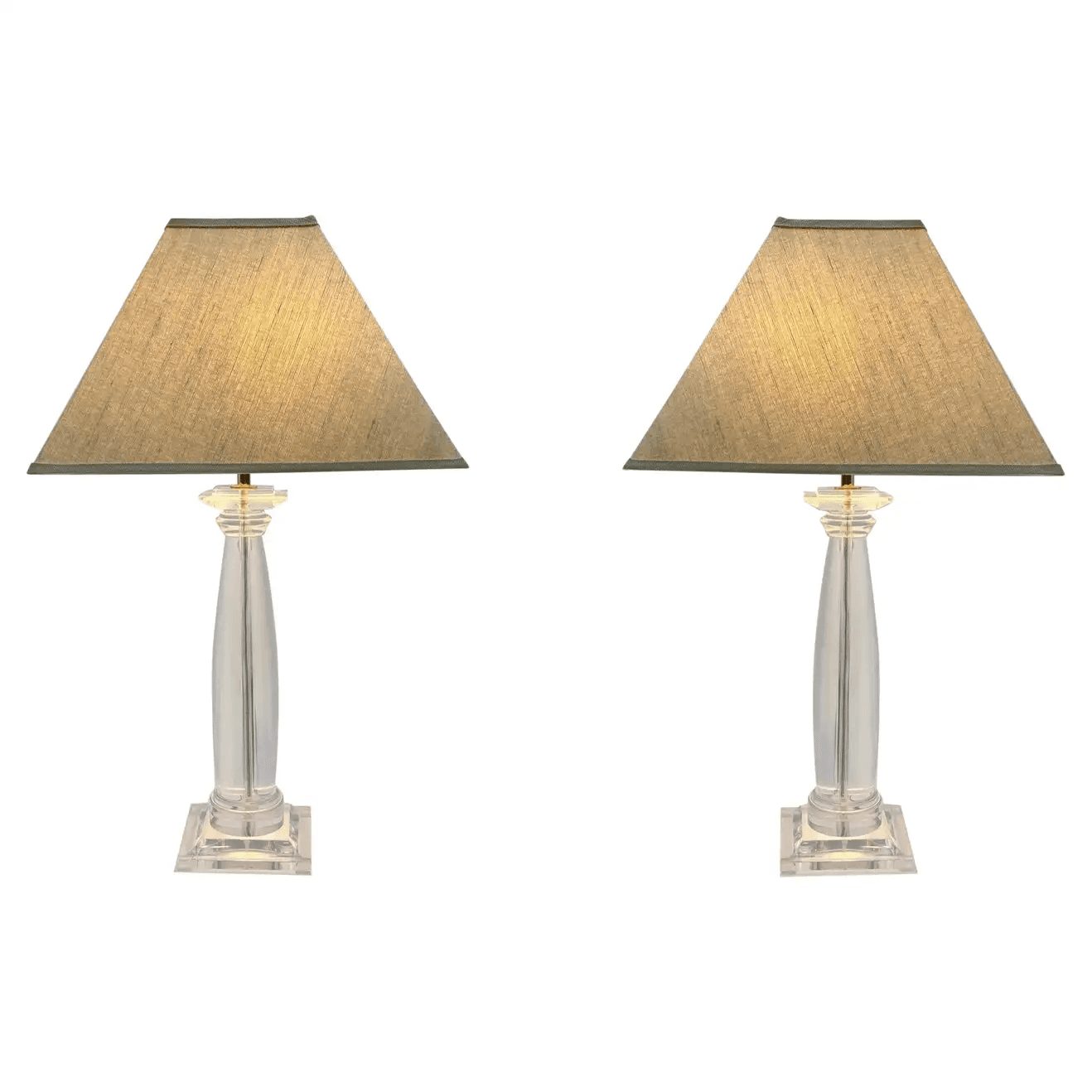 Pair of Lucite and Brass Greek Column Table Lamps by Karl Springer