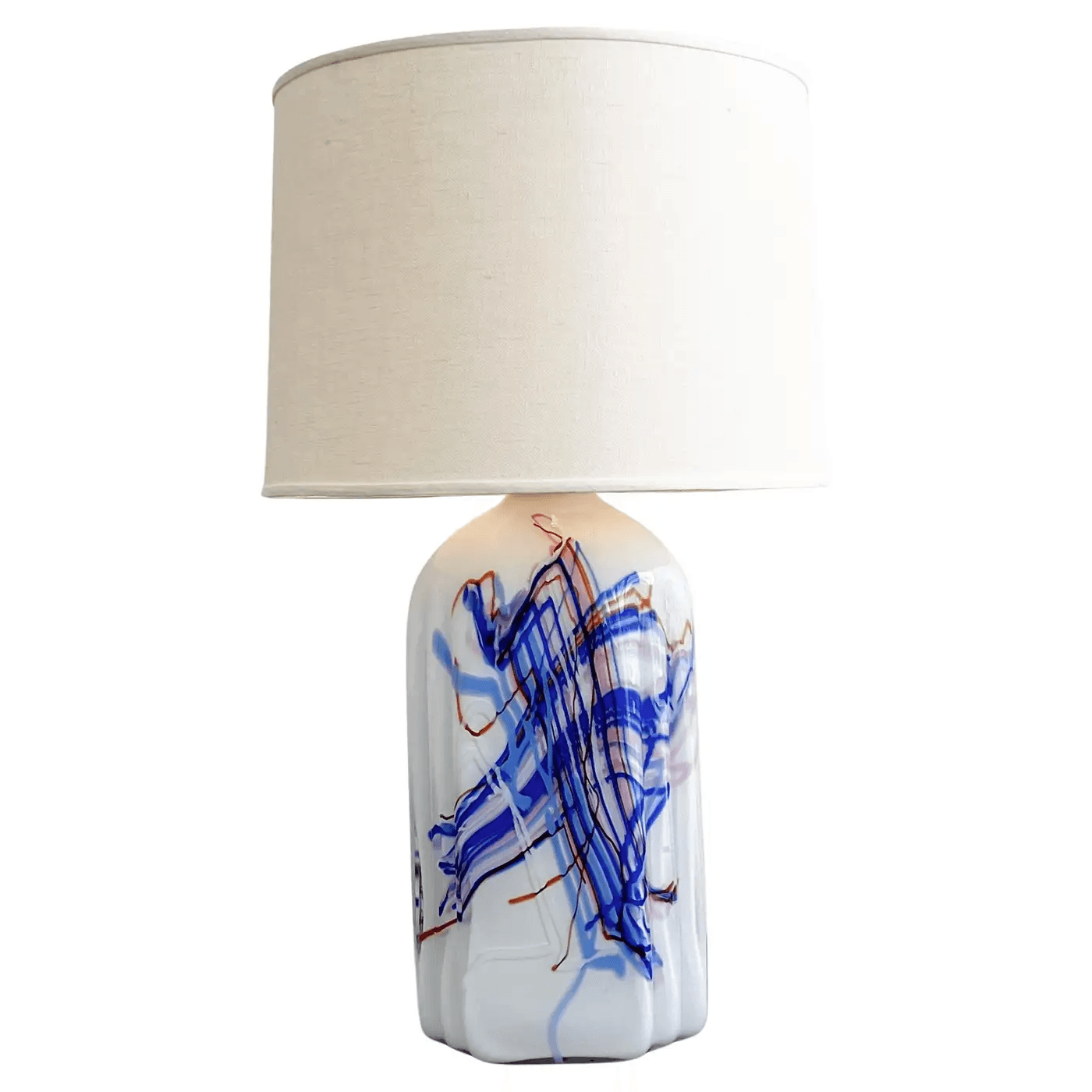 Swedish White Glass Table Lamp by Michael Bang
