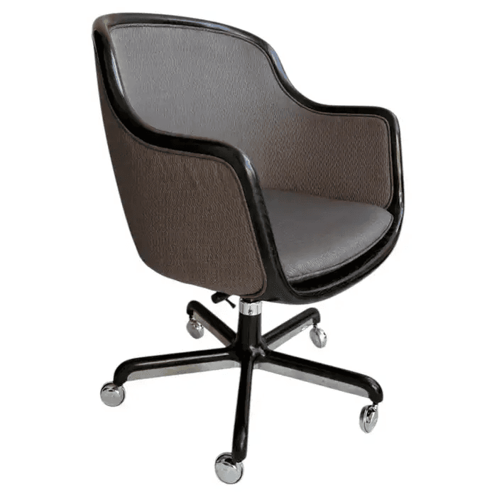 Ward Bennett Black Lacquered and Chrome Desk Chair on Casters