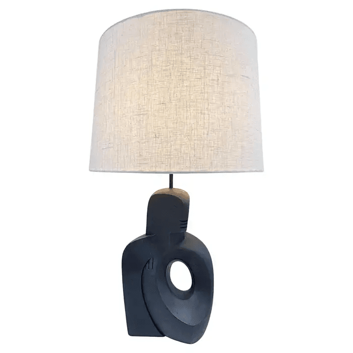 Black Lacquer Sculptural Table Lamp by RIMA NY