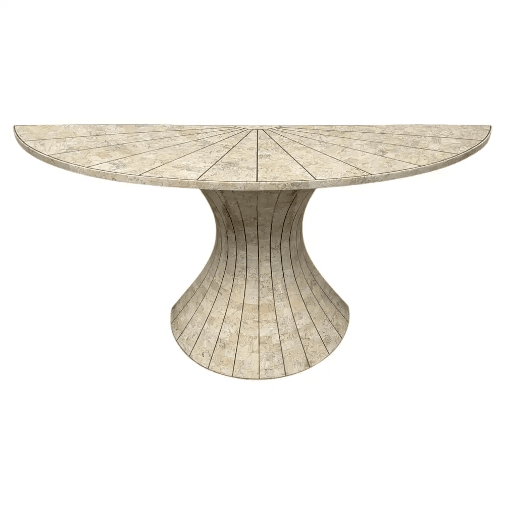 Travertine and Brass Console Table by Maitland Smith