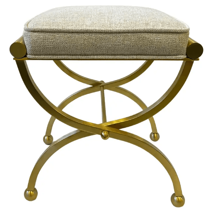 Brush Brass Vanity Stool by Charles Hollis Jones