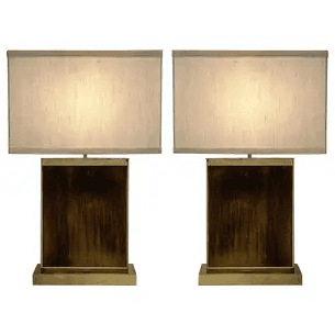 Pair of Brass Table Lamps by Curtis Jere