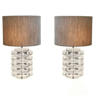 Pair of Lucite & Chrome Table Lamps by Karl Springer