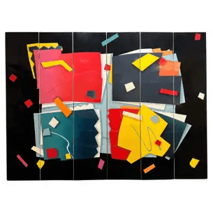 Memphis Style Lacquer Abstract Folding Screen