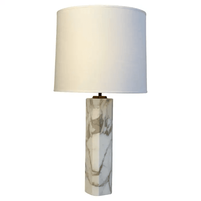 T.H. Robsjohn Gibbings Carrara Marble and Brass Table Lamp