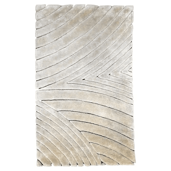 Off White Abstract Rug by Edward Fields