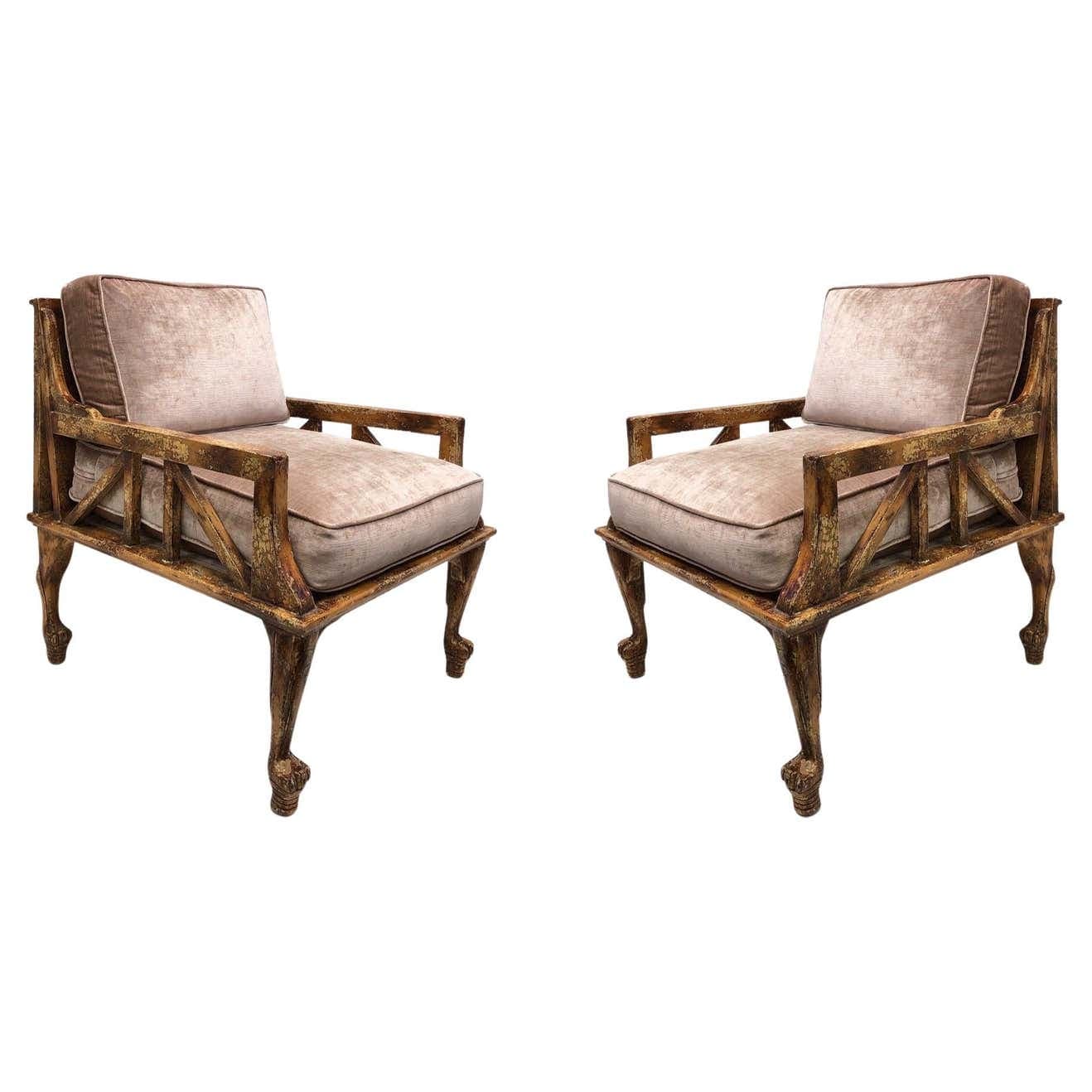 Pair of Thebes Club Chairs by Randolph & Hein for Steve Chase