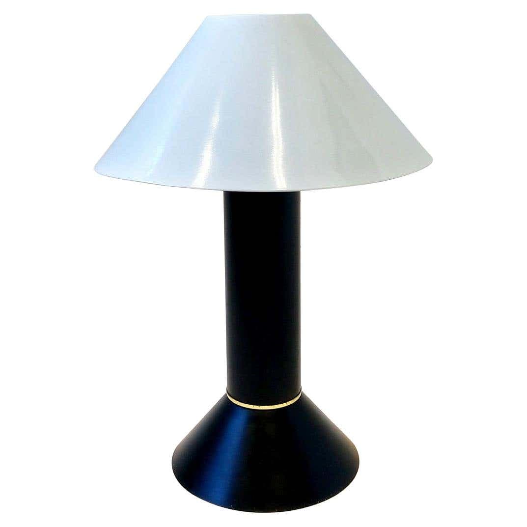 Black and White with Brass Details Table Lamp by Ron Rezek