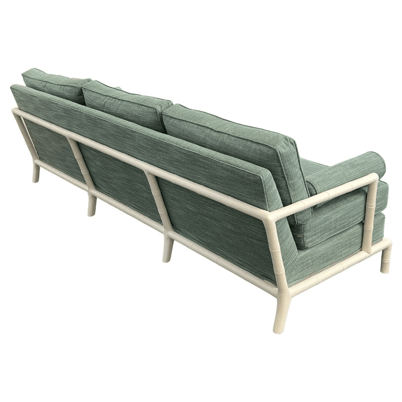 White Lacquered Faux Bamboo Sofa Attributed to Robsjohn Gibbings