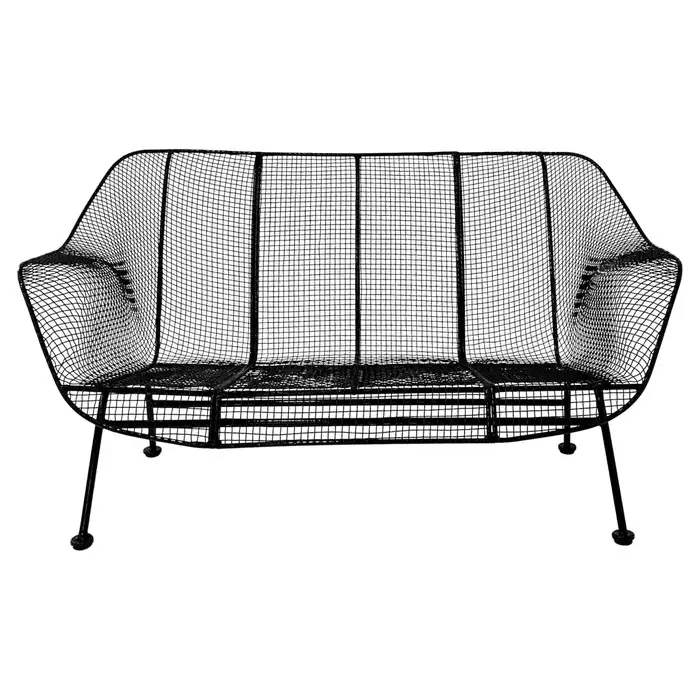 Black Powder Coated ‘Sculptura’ Patio Settee by Russell Woodard