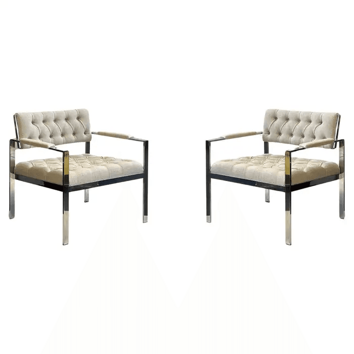Rare Pair of Off White Boucle Lounge Chairs by Harvey Probber