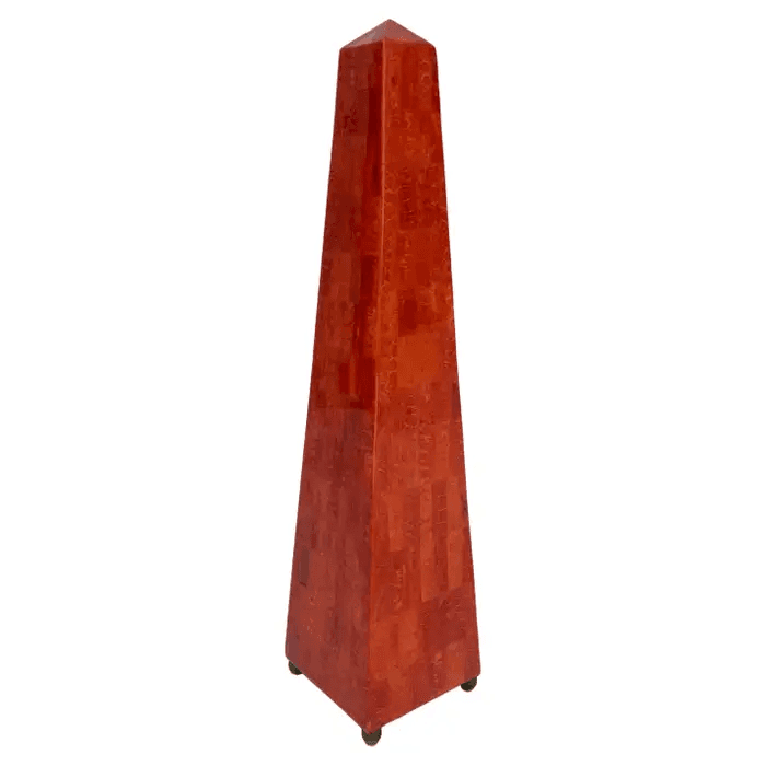 Large Red Boho Coconut Shell Obelisk Sculpture by Maitland Smith