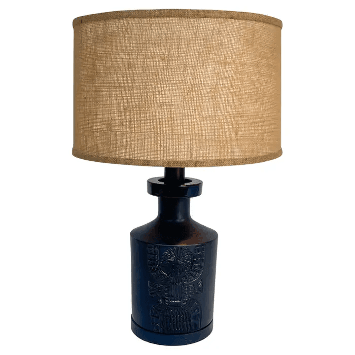 Black Swedish Ceramic Table Lamp by AH Kag