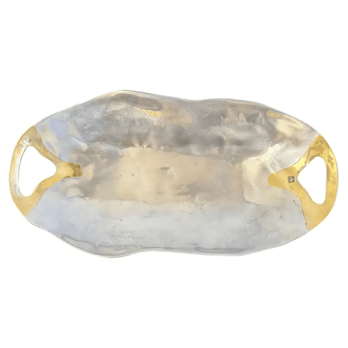 Spanish Hand Pounded Aluminum and Brass Decorative Bowl by David Marshall