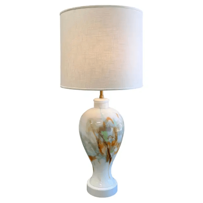 Swedish Abstract Art Glass and Brass Table Lamp by Marbro Lamp Co.