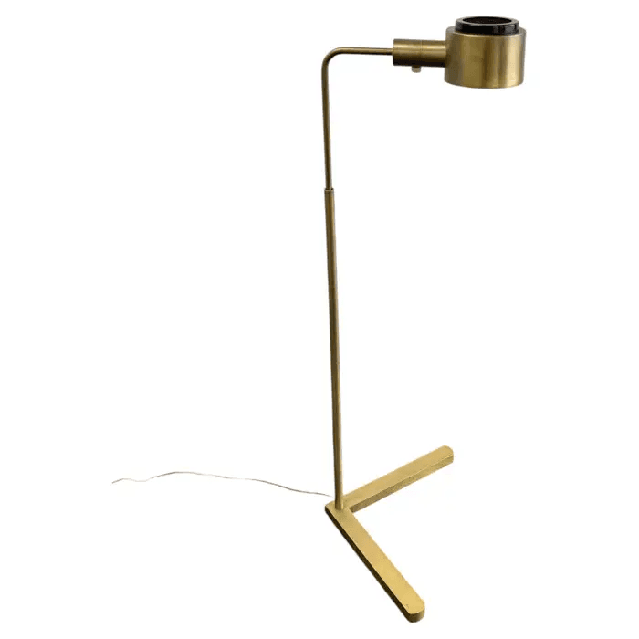 Adjustable Age Satin Brass Reading Floor Lamp by Casella