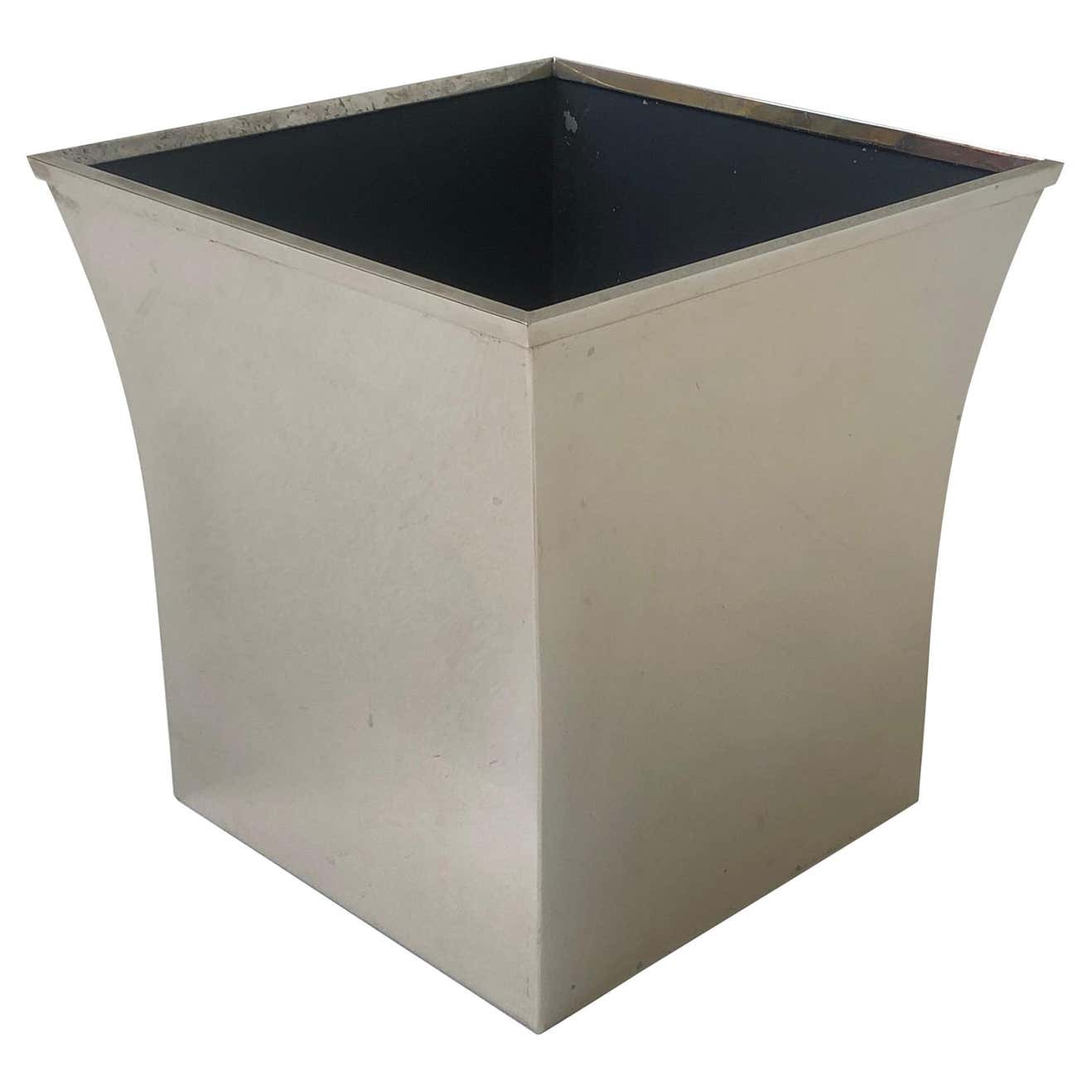 Polish Stainless Steel Wastebasket by Karl Springer
