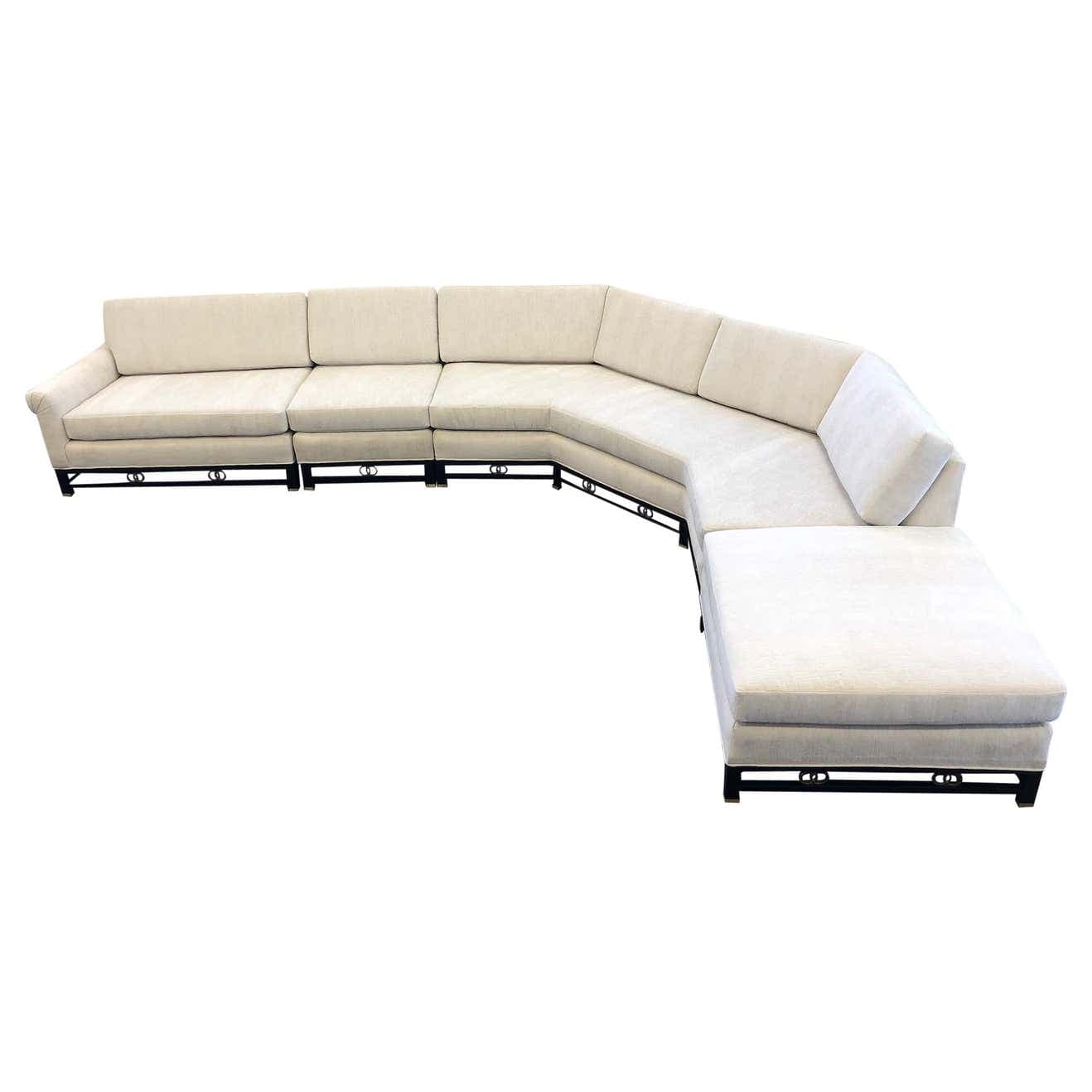 Black Lacquered and Brass Sectional Sofa by Michael Taylor for Baker