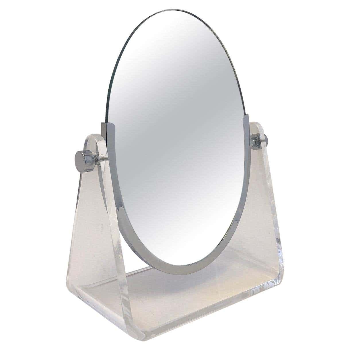Polish Chrome and Lucite Vanity Mirror by Charles Hollis Jones
