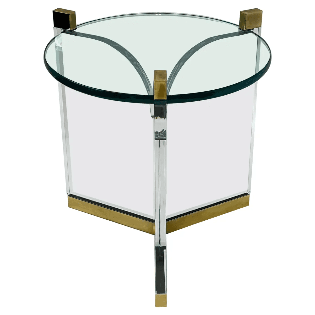 Lucite and Brass Side Table by Charles Hollis Jones