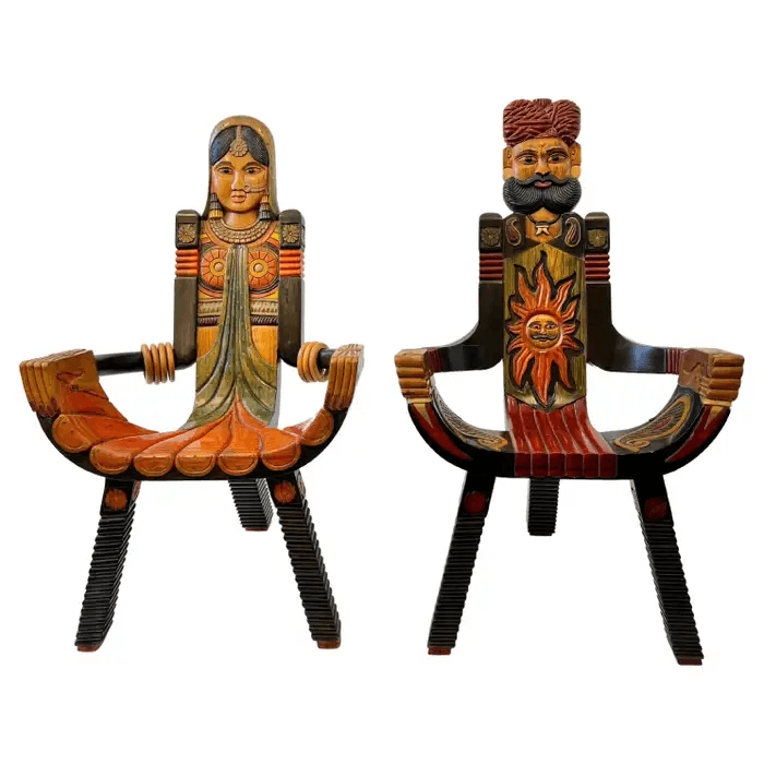 1970’s Indian Tripod Female and Male Chairs