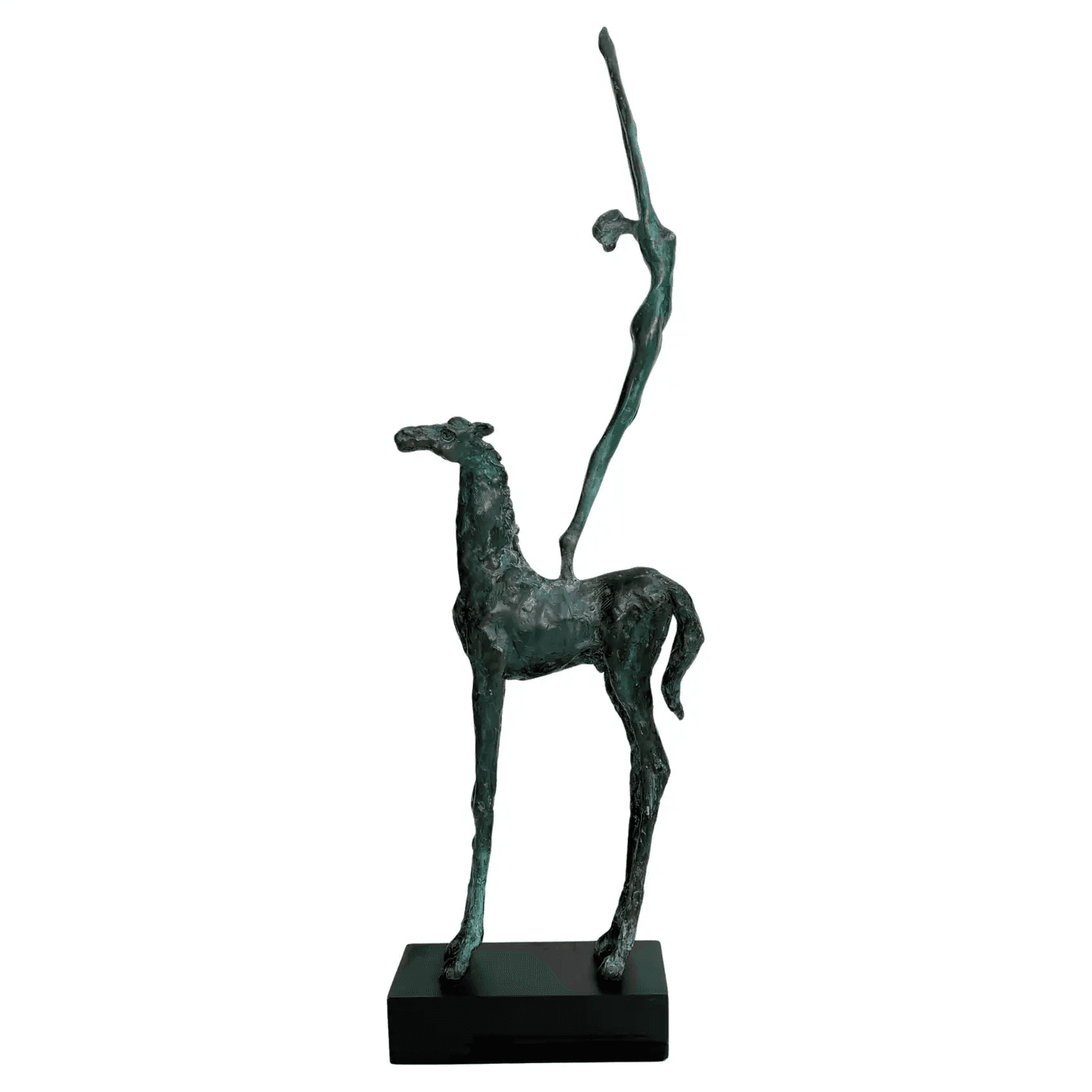 Bronze Woman on Horse Sculpture by Virgil Villers