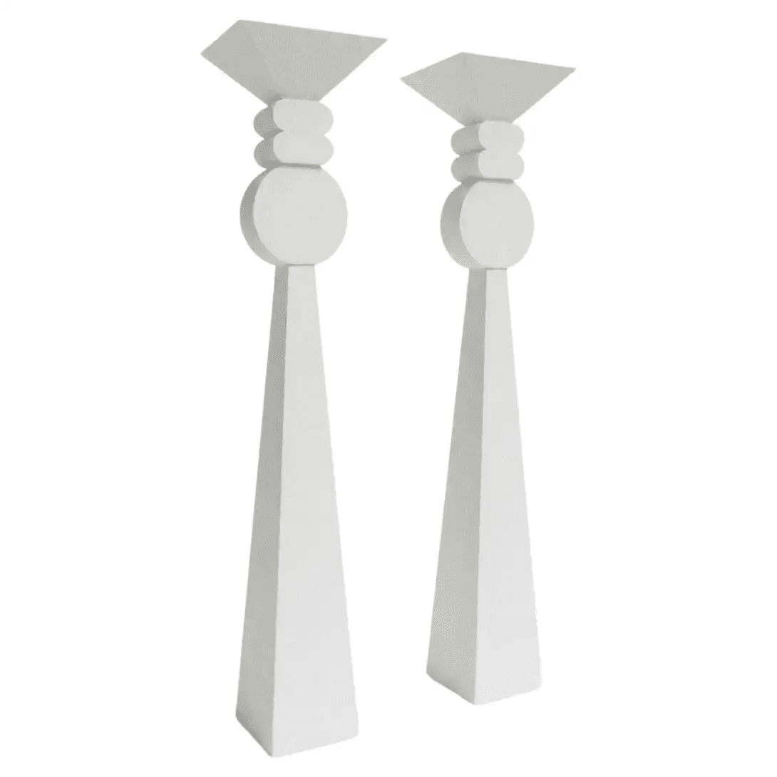White Post Modern Torchieres Floor Lamps by Fredrick Ramond