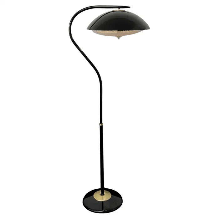 Adjustable Black Powder Coated and Brass Floor Lamp