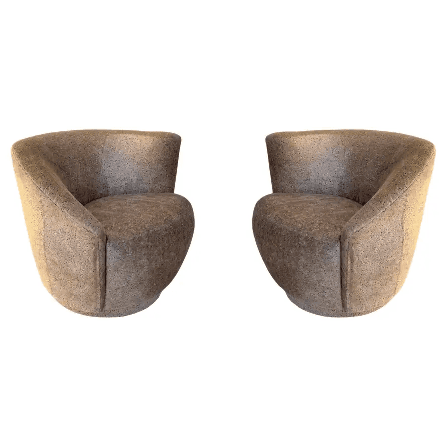 Pair of Swivel "Corkscrew” Lounge Chairs by Vladimir Kagan