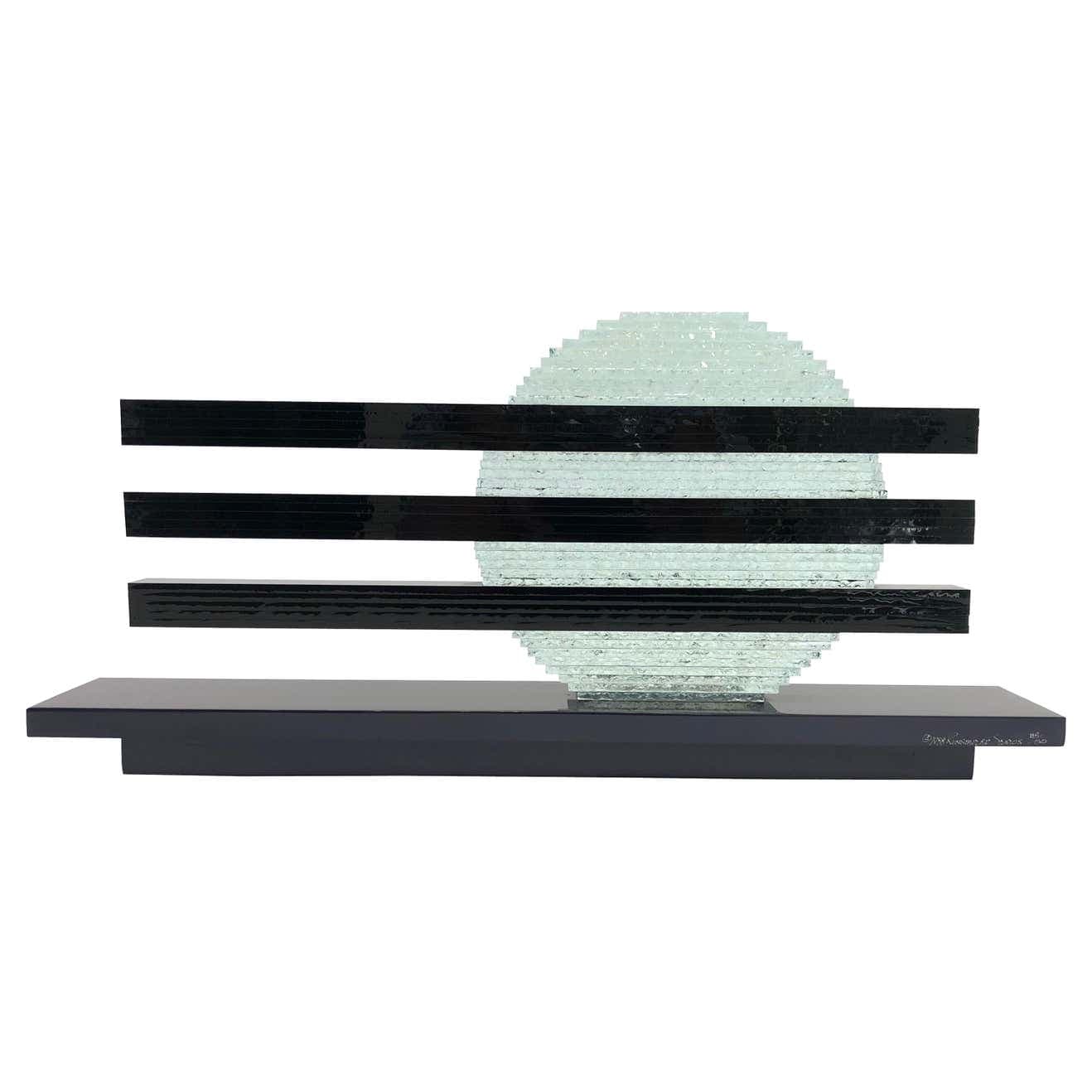 Black and Clear Glass Sculpture by Runstadler Studios