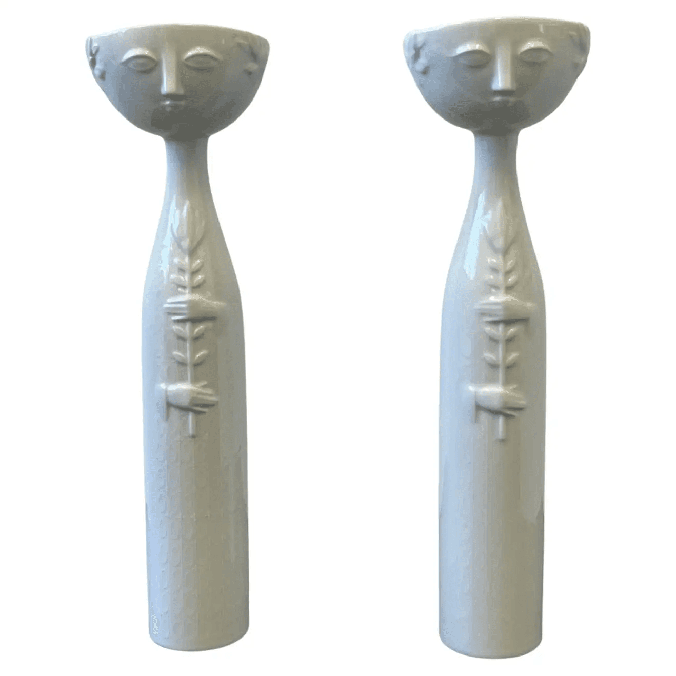 Pair of White Porcelain Eva Candle Holders by Bijorn Wiinblad for Rosenthal