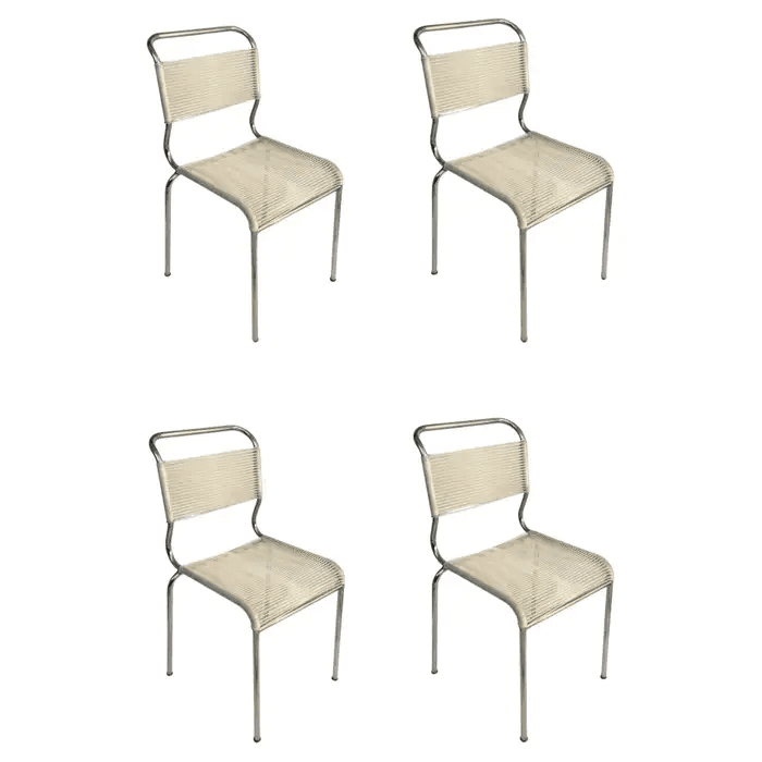 Set of Four Chrome String Chairs by Andre Dupre for Knoll international