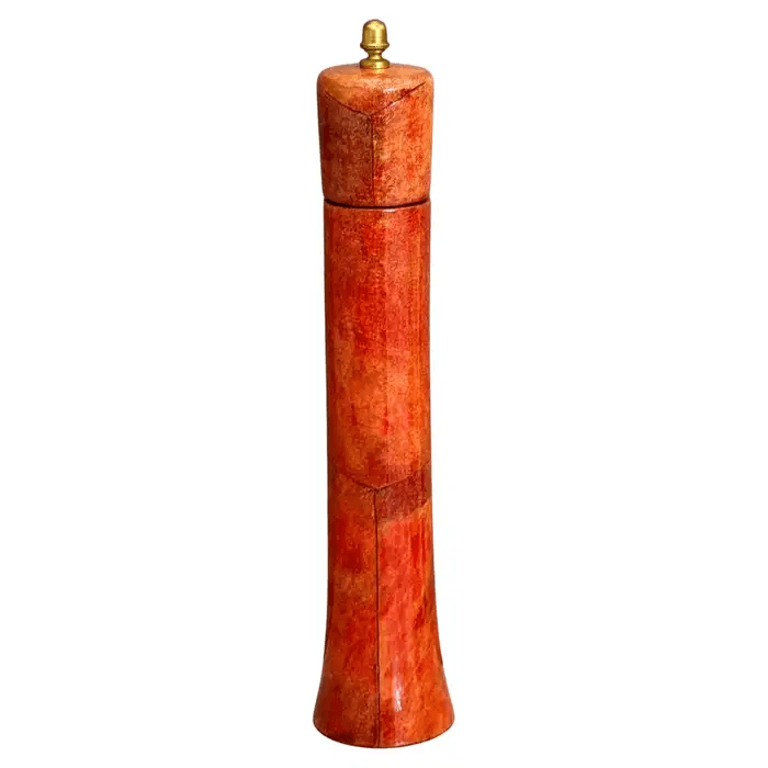 Italian Red Goatskin Parchment Pepper Mill by Aldo Tura