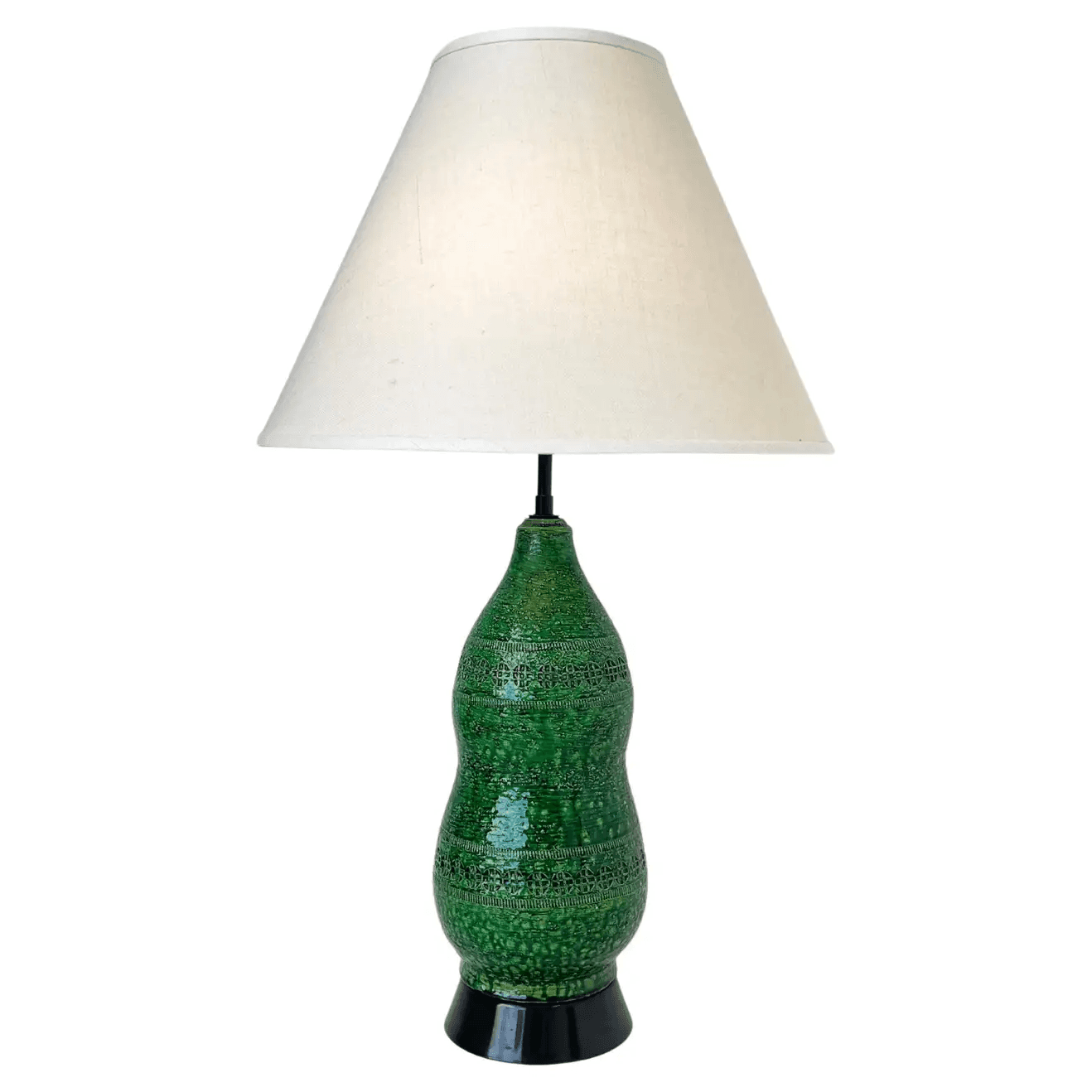 Italian Green Ceramic and Black Lacquered Table Lamp by Bitossi