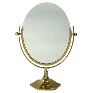Polish Brass and Faux Cheetah Hide Vanity Table Mirror by Charles Hollis Jones