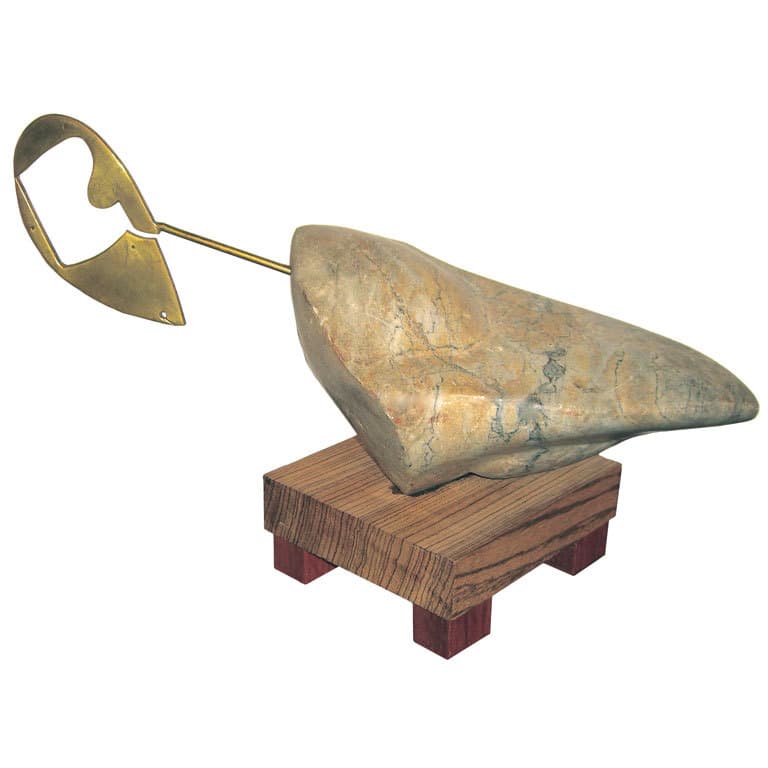 Nice 1960’s stone and brass sculpture on new base