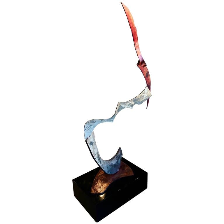 Arthur Gibbons Large Metal Abstract Sculpture “Motet” 1984 on Pedestal