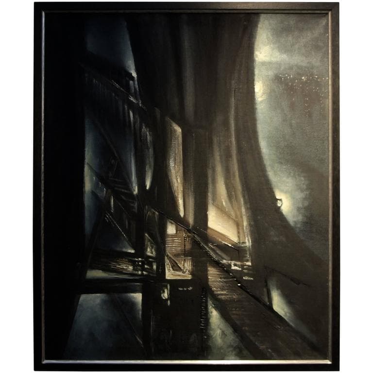 George Dergalis Abstracted Cityscape Night Scene from 1974