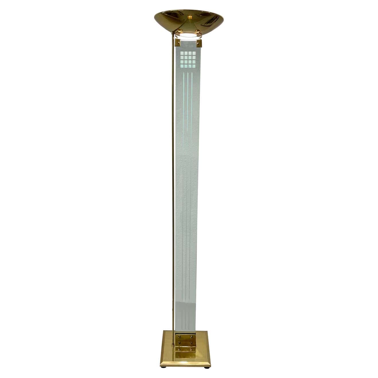 1980’s Brass and Glass Torchiere