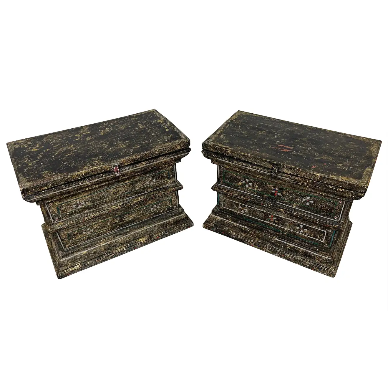Pair of Inlaid Wedding Dowry Chests