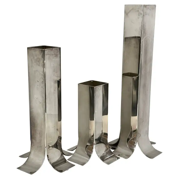 1960’s Lino Sabattini Silver Plated Stele Candle Holders