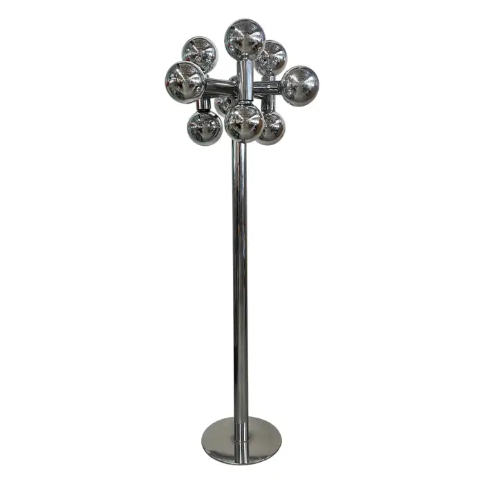 1970’s Sonneman Chrome Mirrored Globe Floor Lamp