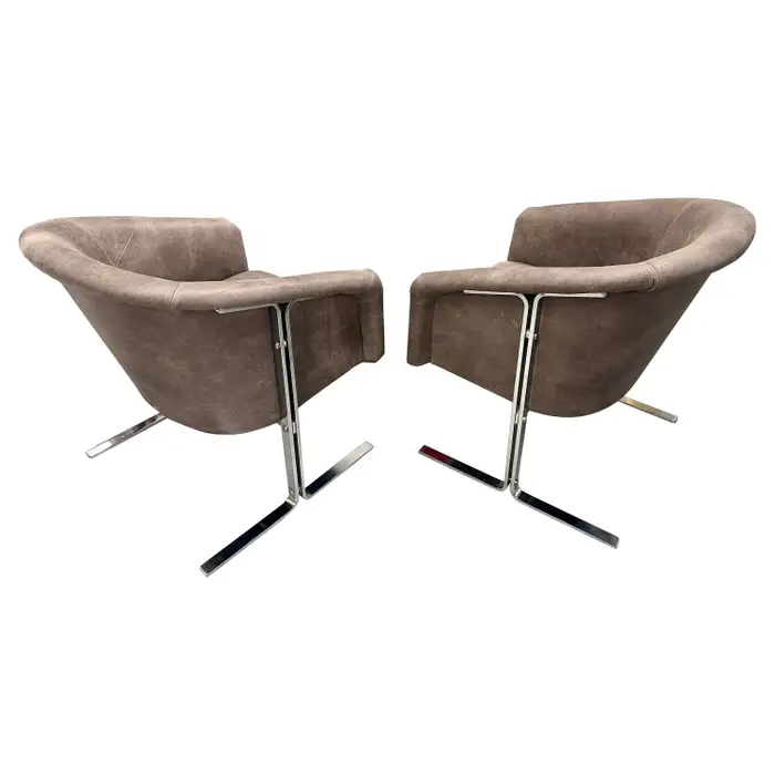 1970s Chromed Steel Leather Chairs