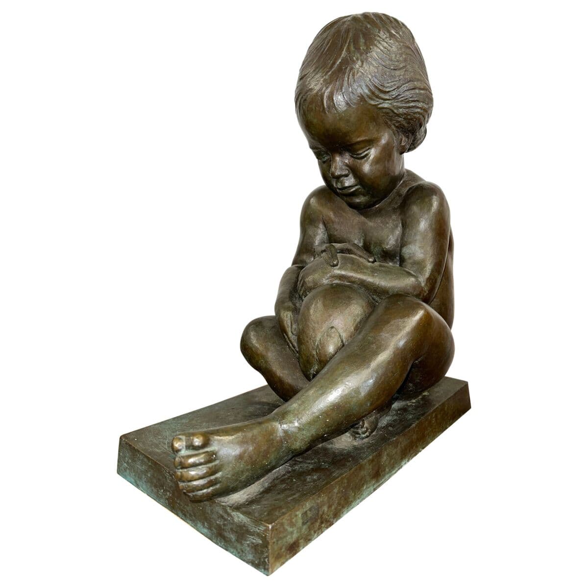 Edward Fenno Hoffman bronze Girl with Rabbit 1977