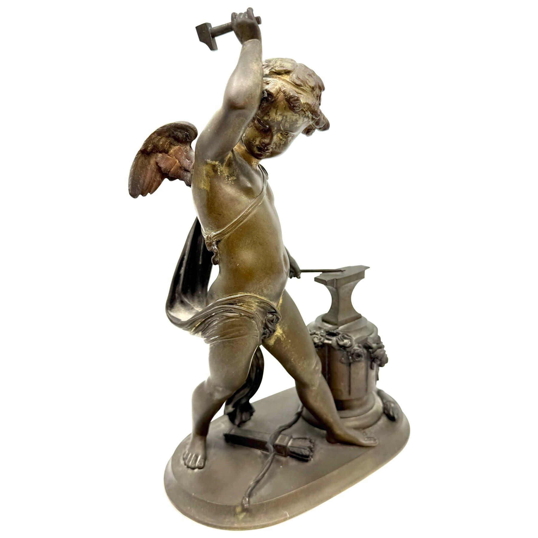 19th Century Bronze Grand Tour Neoclassical Souvenir Cupid Making an Arrow